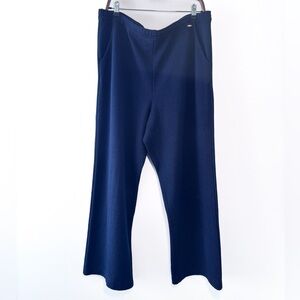 St. John Sport Essentials Navy Blue Wool Knit Wide Leg Casual Pants Oversized M